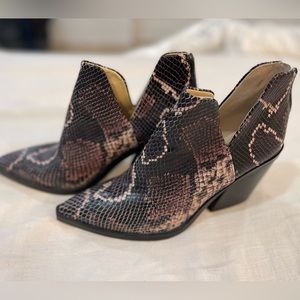 Once Camuto snakeskin booties, 8